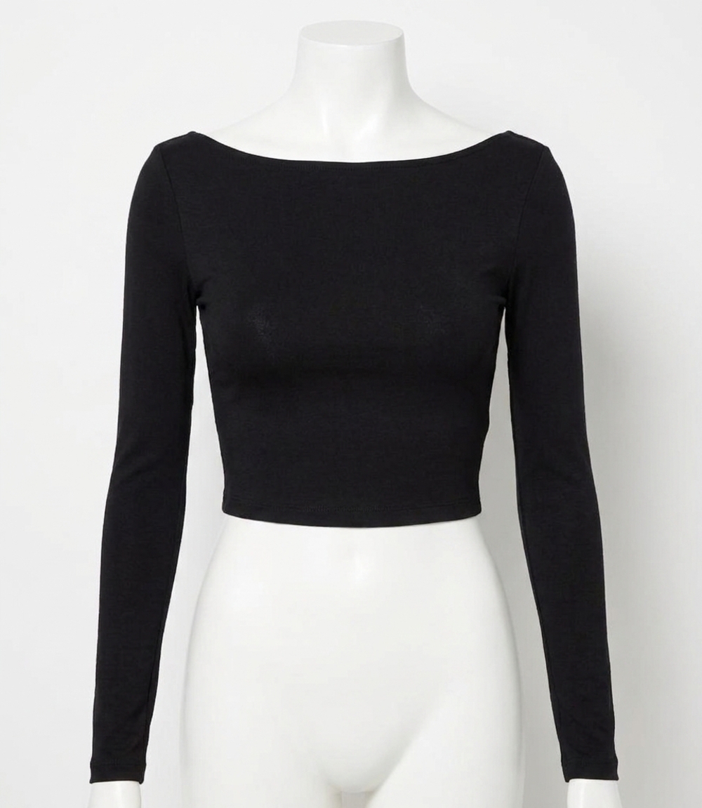 NEW SUSANA MONACO scoop back long sleeve top in black